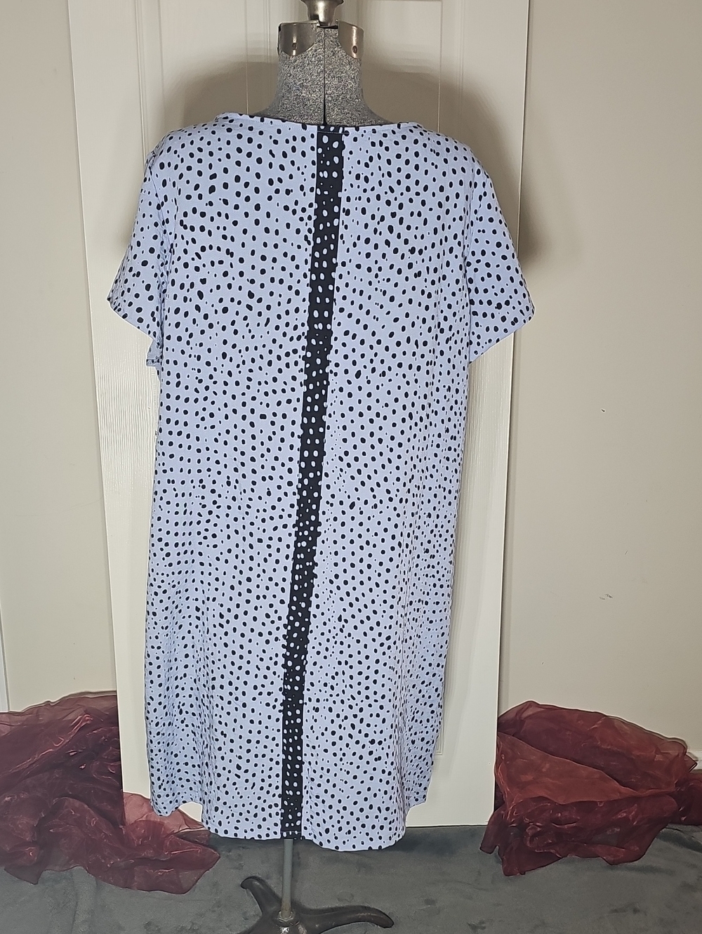 Habitat Slate Blue Black Dot Shift Dress Pockets Size XL NEW - Picture 10 of 10